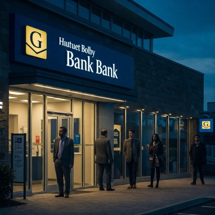 Modern Bank Branch at Dusk
