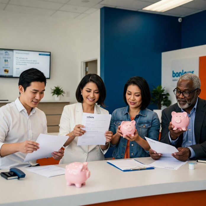 Empowering Savings: Diverse Group & Piggy Banks