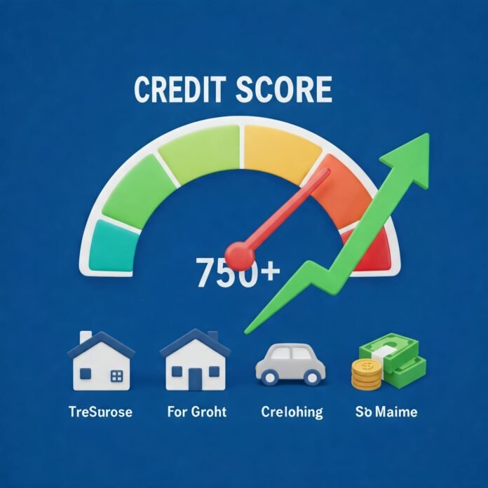 Credit Score Dashboard 750+ Financial Goals