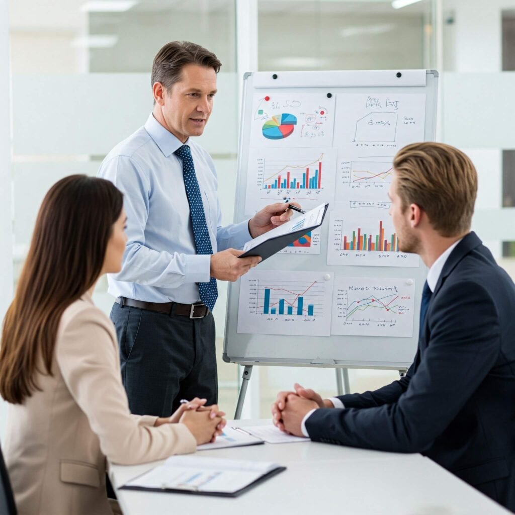 Advisor Explains Plans with Charts Image






