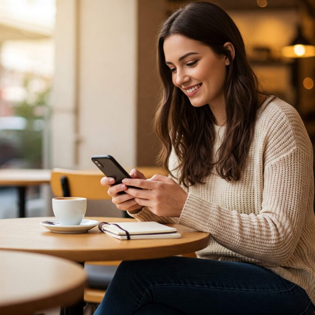 Cozy Coffee Shop Budgeting: A Young Woman's Financial Win