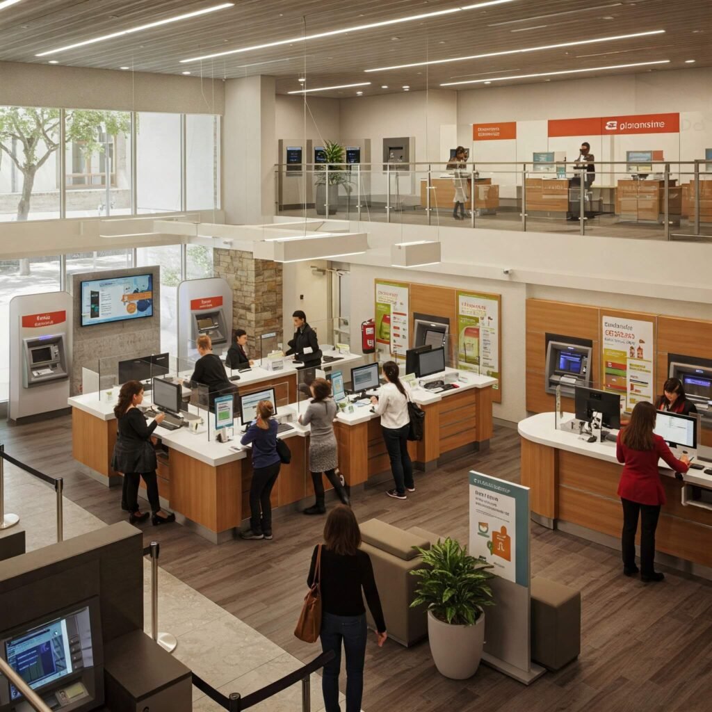 Busy Bank Branch Interior