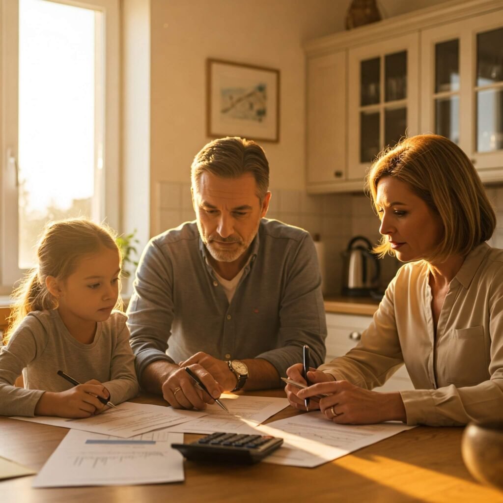 Family Reviewing Financial Documents