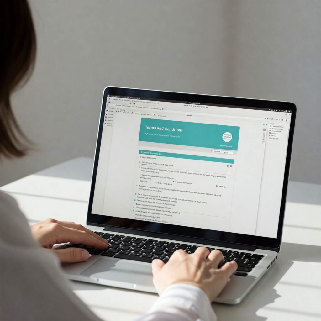 Reviewing Credit Card Terms on Laptop