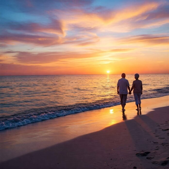 Tranquil Sunset Retirement Walk Tranquil Sunset Retirement Walk