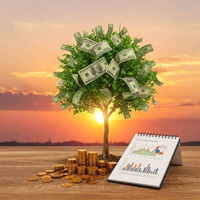 Financial Growth Tree at Sunrise